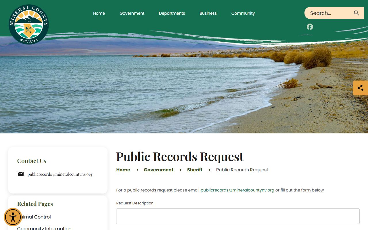 Mineral County inmate records public records request form fields